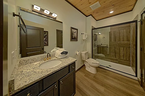 Master Bathroom with Walk-in Shower - Acorn Lodge