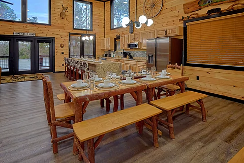 Large Dining Table and Chairs Seating 10  - Amazing Mountain II