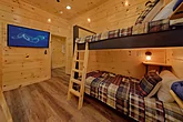 Cabin bunk room with 4 twin bunk beds