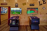 Rental cabin game room with Golden Tee Arcade