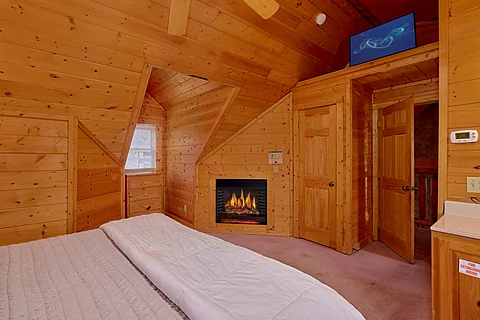 In-Suite Fireplace in King Bedroom - Autumn Ridge