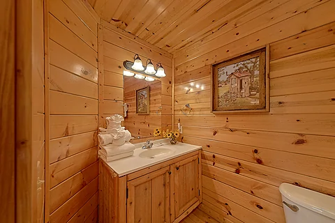Cabin Master Bedroom with Bath and Jacuzzi Tub - Bears Repeating