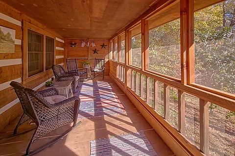 Rustic 3 Bedroom Cabin with Screened in Porch - Bruno's Mountain Cave