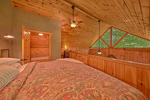 King bed in wears valley honeymoon cabin - Dogwood