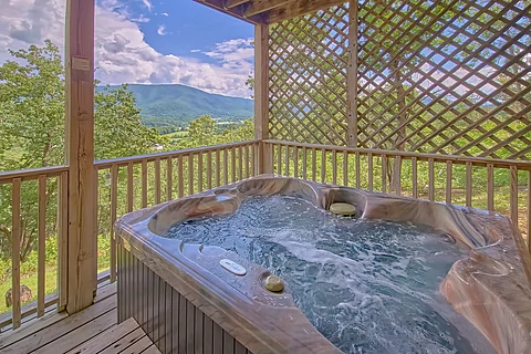 Private hot tub and gorgeous views from cabin  - Hatcher's Mountain