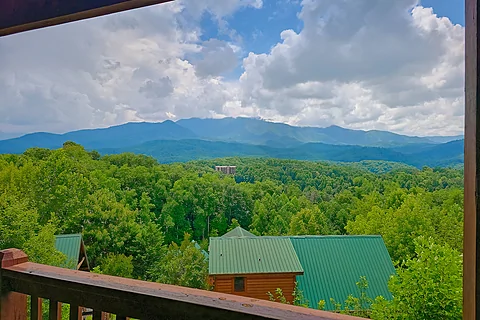 Views of the mountains from 5 bedroom cabin deck - Majestic Point Lodge