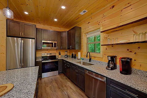 Fully Furnished kitchen in Gatlinburg cabin - Mountain Harmony