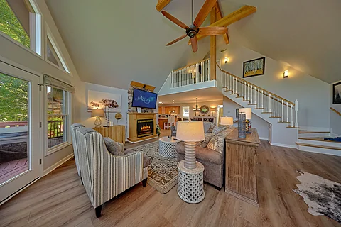Spacious Living Room with Gas Fireplace - Palmer's Place
