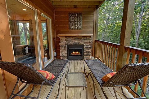 Outdoor Fireplace on Deck 2 Bedroom Cabin - Pool N Around