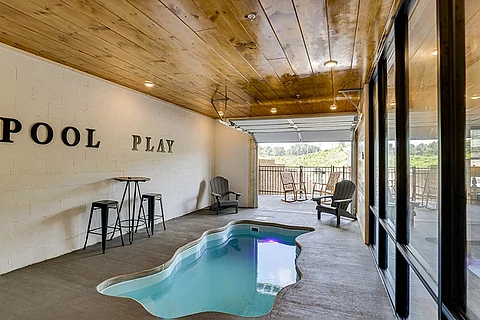 Indoor heated pool at 25 bedroom luxury cabin - Rocky Top Lodge