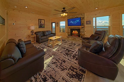 Spacious Living Room with Electric Fireplace - Savannah Smiles