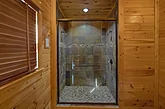 Luxurious shower in 9 bedroom rental cabin