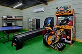 8 bedroom rental cabin with race car arcade game