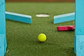 Cabin game room with putt putt games for kids